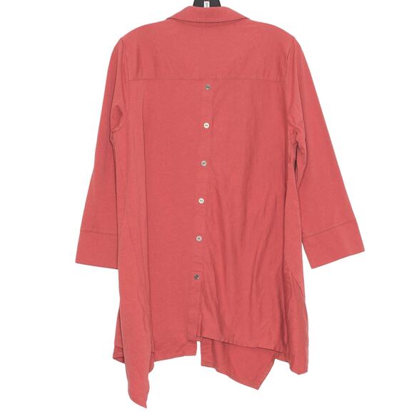 Soft Surroundings Tunic Top 3/4 Sleeve Y2K Minimalist Lagenlook Button Up Large - Picture 2 of 7